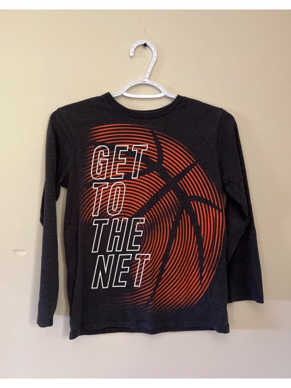 3 For $6 Place Boys Medium 7-8 Dark Gray Long Sleeve T-Shirt Basketball